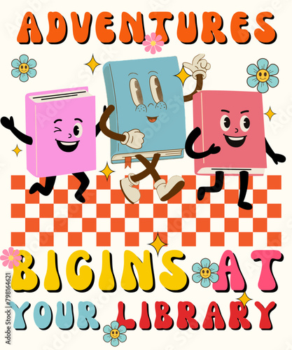 Adventures bigins at your library t-shirt design, reading t-shirt design, book, t-shirt design, t-shirt for gift