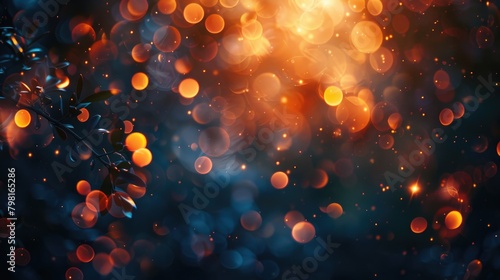Abstract colorful bokeh lights on blue background