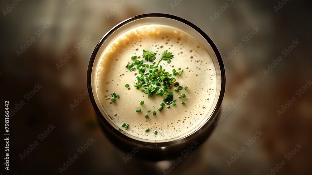 Capture a top-down perspective of an Irish coffee Capture a top-down perspective of an Irish coffee