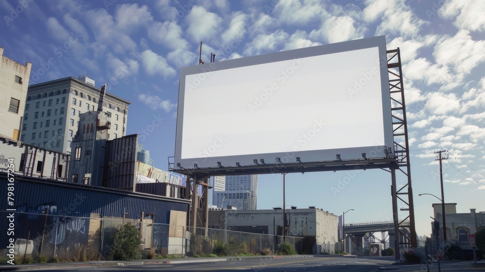 Blank Billboard Overlooking Scenic Mountains Ready for Advertising, Copy Space Blank Billboard Overlooking Scenic Mountains Ready for Advertising, Copy Space