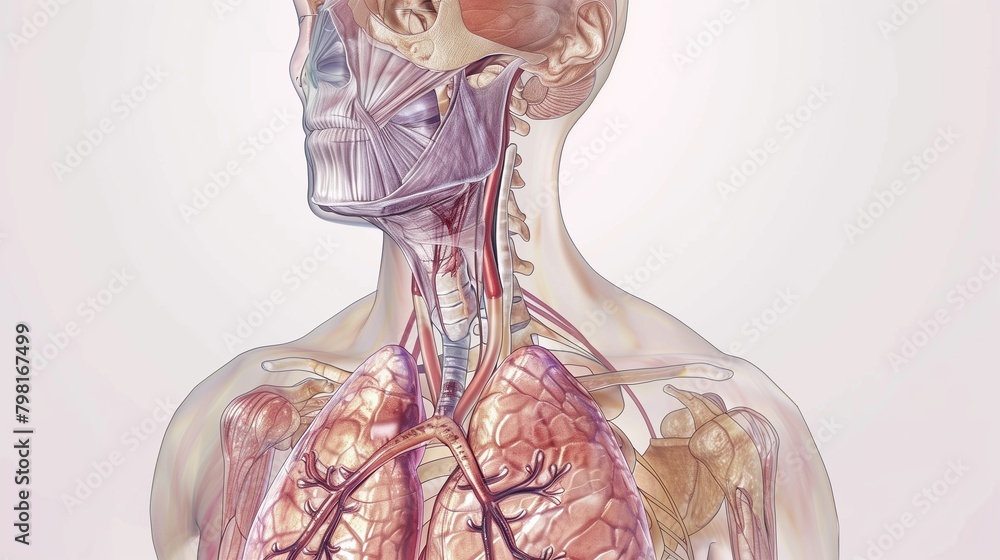 Anatomy of the respiratory system Stock Illustration Biology Diagrams