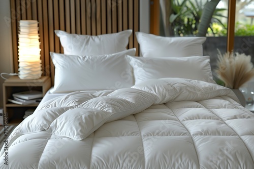 Comfortable white duvet and pillows
