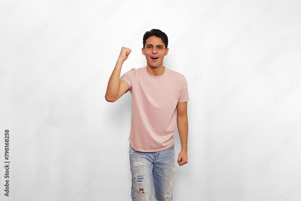 young man showing a lot of energy and happiness at a celebration