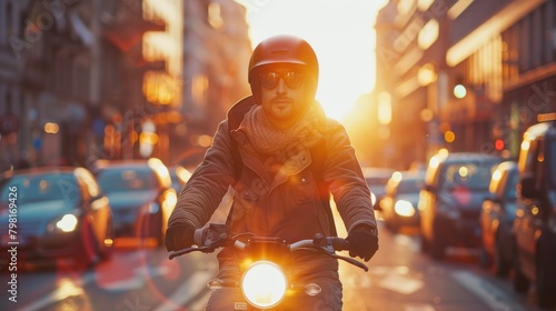 A man on a motorcycle wearing a helmet and sunglasses