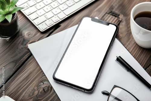 Smartphone Mockup on a Clean Office Desk, Work and Technology Concept