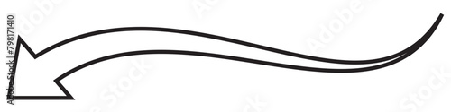 Long arrow line, icon vector, silhouette. Long Arrow vector. Arrow pointing. Vector set of trendy long arrows left and right in flat style. Black arrow vector illustration.