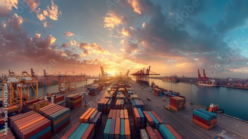 Wallpaper Mural A large number of cargo containers are stacked on top of each other in a harbor Torontodigital.ca