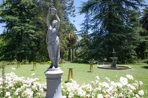 Pirque, Chile - 24 Nov, 2023:  Botanical Gardens at the Las Majadas Hotel near Santiago, Chile