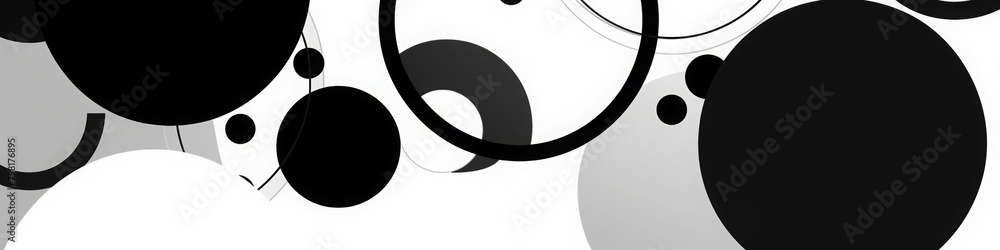 Black and White Abstract Banner with Circles for LinkedIn, Facebook, AI Generated Black and White Abstract Banner with Circles for LinkedIn, Facebook, AI Generated