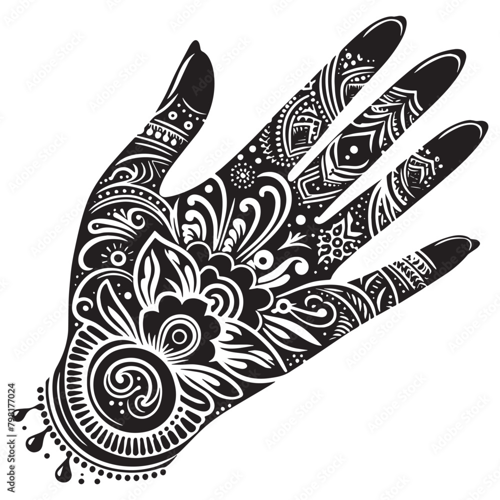 Vintage Henna Hand, Henna Patterned Hand, Eid-Themed Hand, Henna
