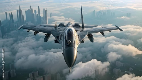 Supporting Allies: Essential Combat Fighter Aircraft in Aerial Warfare. Concept Air Superiority, Tactical Strike, Interceptor, Close Air Support, Electronic Warfare photo