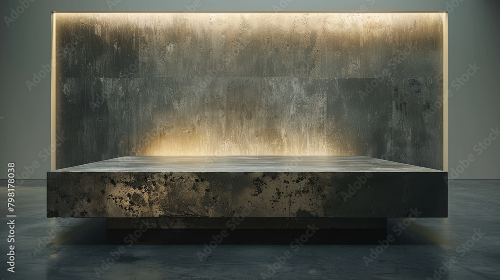 Modern minimalist platform in a gallery setting. Modern minimalist platform in a gallery setting.