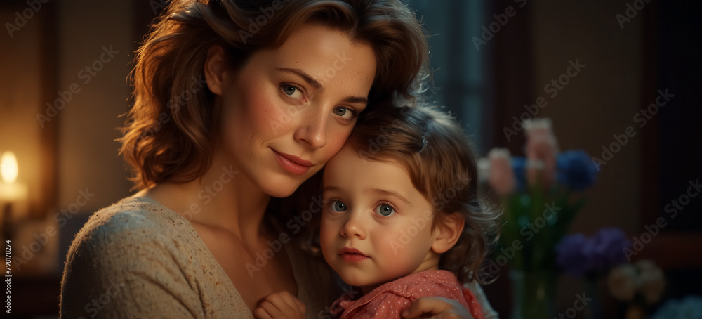 A mother and her child. Portrait. Mother's Day Concept. You can write your own message on the image. High Quality image. You can change the resulation as you like. A mother and her child. Portrait. Mother's Day Concept. You can write your own message on the image. High Quality image. You can change the resulation as you like.