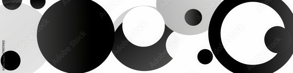 Black and White Abstract Banner with Circles for LinkedIn, Facebook, AI Generated Black and White Abstract Banner with Circles for LinkedIn, Facebook, AI Generated