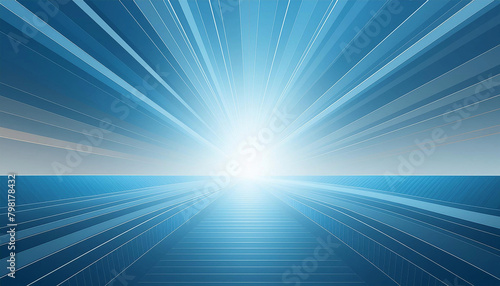 Sunburst blue pattern background shining ray cartoon, illustration. photo