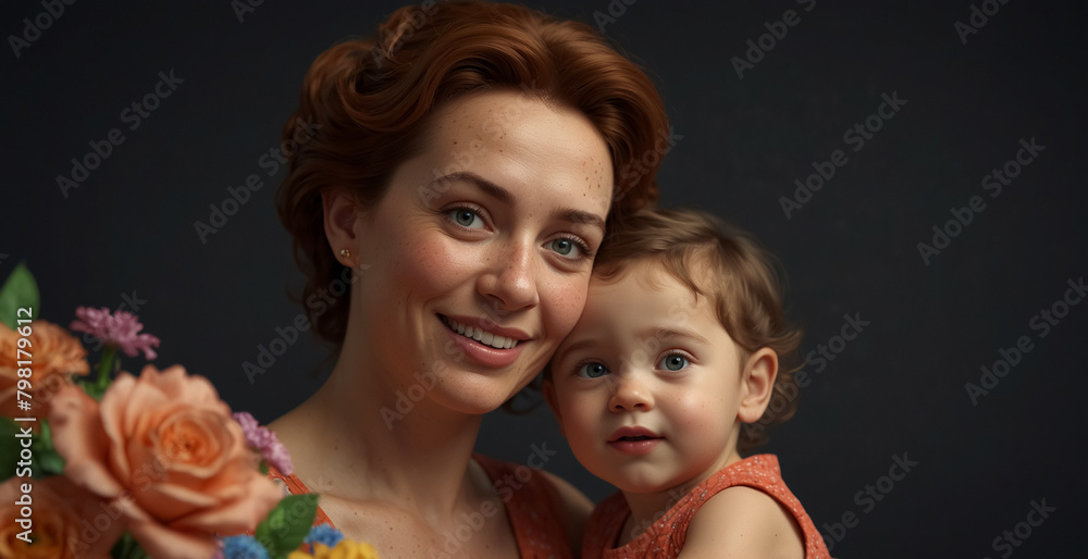 A mother and her child. Portrait. Mother's Day Concept. You can write your own message on the image. High Quality image. You can change the resulation as you like. A mother and her child. Portrait. Mother's Day Concept. You can write your own message on the image. High Quality image. You can change the resulation as you like.
