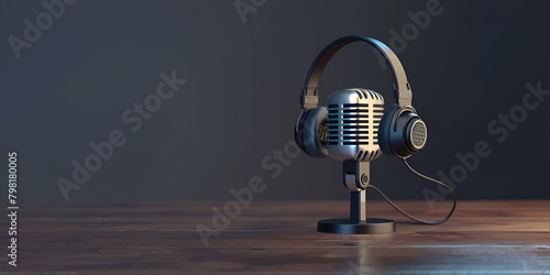 
Silver Microphone Broadcast or Karaoke 3D Render Element  photo