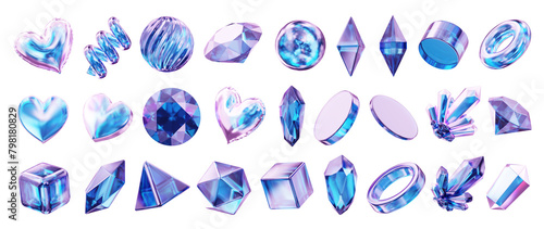 Fototapeta Naklejka Na Ścianę i Meble -  Crystal collection element for design pack isolated background 3d rendering 