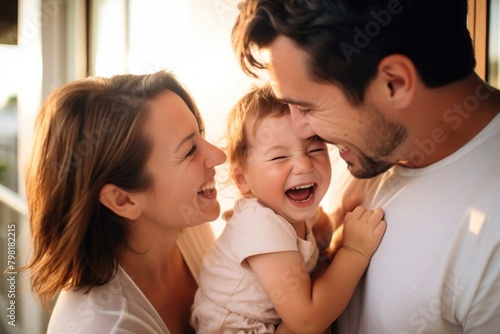 Family laughing adult happy.
