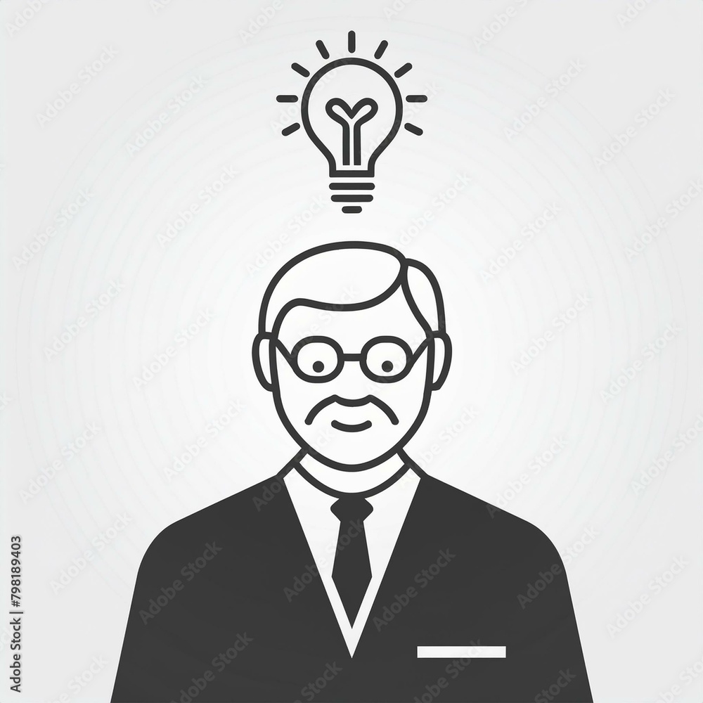 Man with an Idea - Visualization of Having an Idea - Innovative and Creative Man - Iconography of a Light Bulb representing an idea Man with an Idea - Visualization of Having an Idea - Innovative and Creative Man - Iconography of a Light Bulb representing an idea