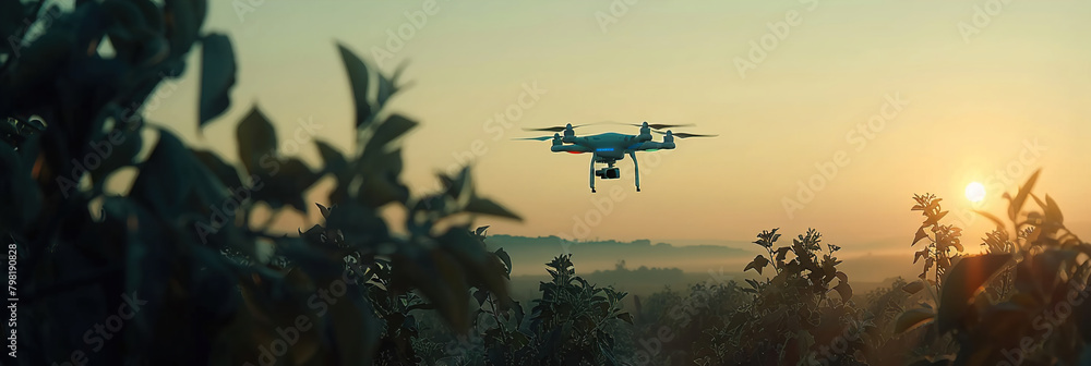 A smart agriculture scene with sensors and drones monitoring crop health and irrigation levels in a field. A smart agriculture scene with sensors and drones monitoring crop health and irrigation levels in a field.