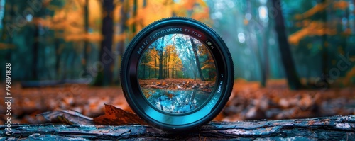 camera lens highlighting the vibrant, verdant beauty of a forest, reveling in the art of photography.