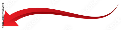Red 3D long arrow vector illustration. Long arrow icon vector, silhouette. Red long 3D Arrow vector. Arrow pointing. Vector set of trendy long arrows left and right in flat style. 