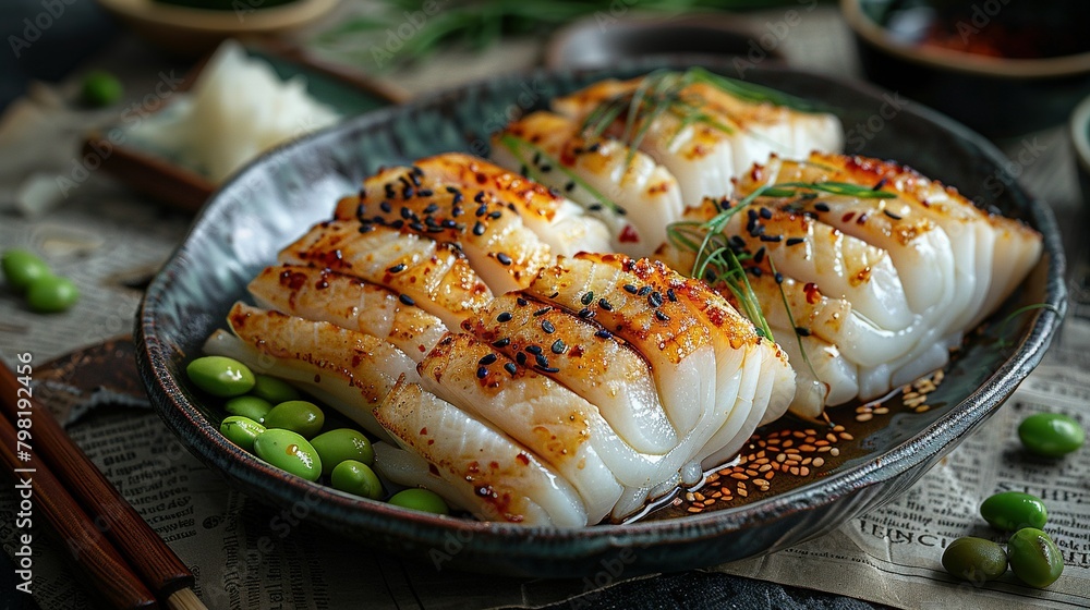 a plate of food, featuring chopsticks and a bowl full of lush green peas a plate of food, featuring chopsticks and a bowl full of lush green peas