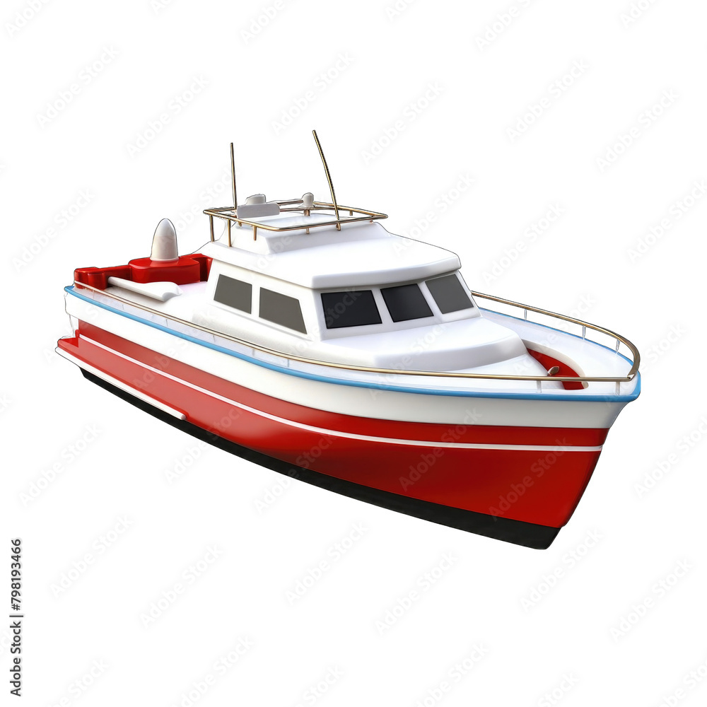 3D Boat clipart on white background. Water transport isometric icon with 3d white yacht vector illustration 3D Boat clipart on white background. Water transport isometric icon with 3d white yacht vector illustration