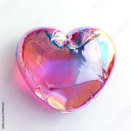 A captivating heart-shaped balloon with a glossy holographic surface