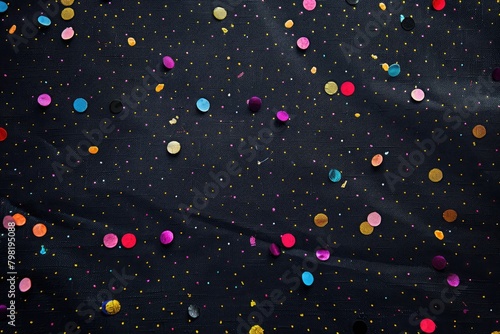 Elegant Digital Polka Dots Dance on Black Canvas -