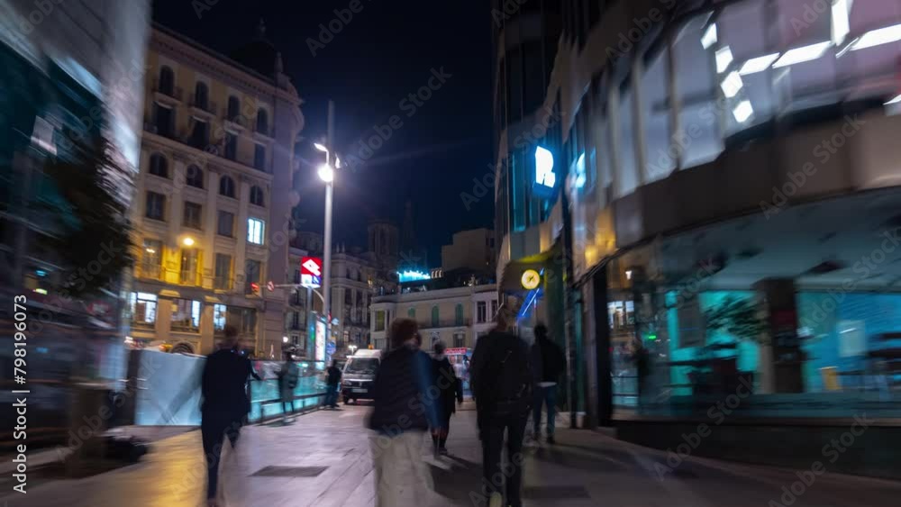 night time barcelona city famous old town road trip walking pov panorama 4k timelapse spain night time barcelona city famous old town road trip walking pov panorama 4k timelapse spain
