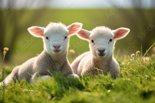 Lambs livestock grassland outdoors.