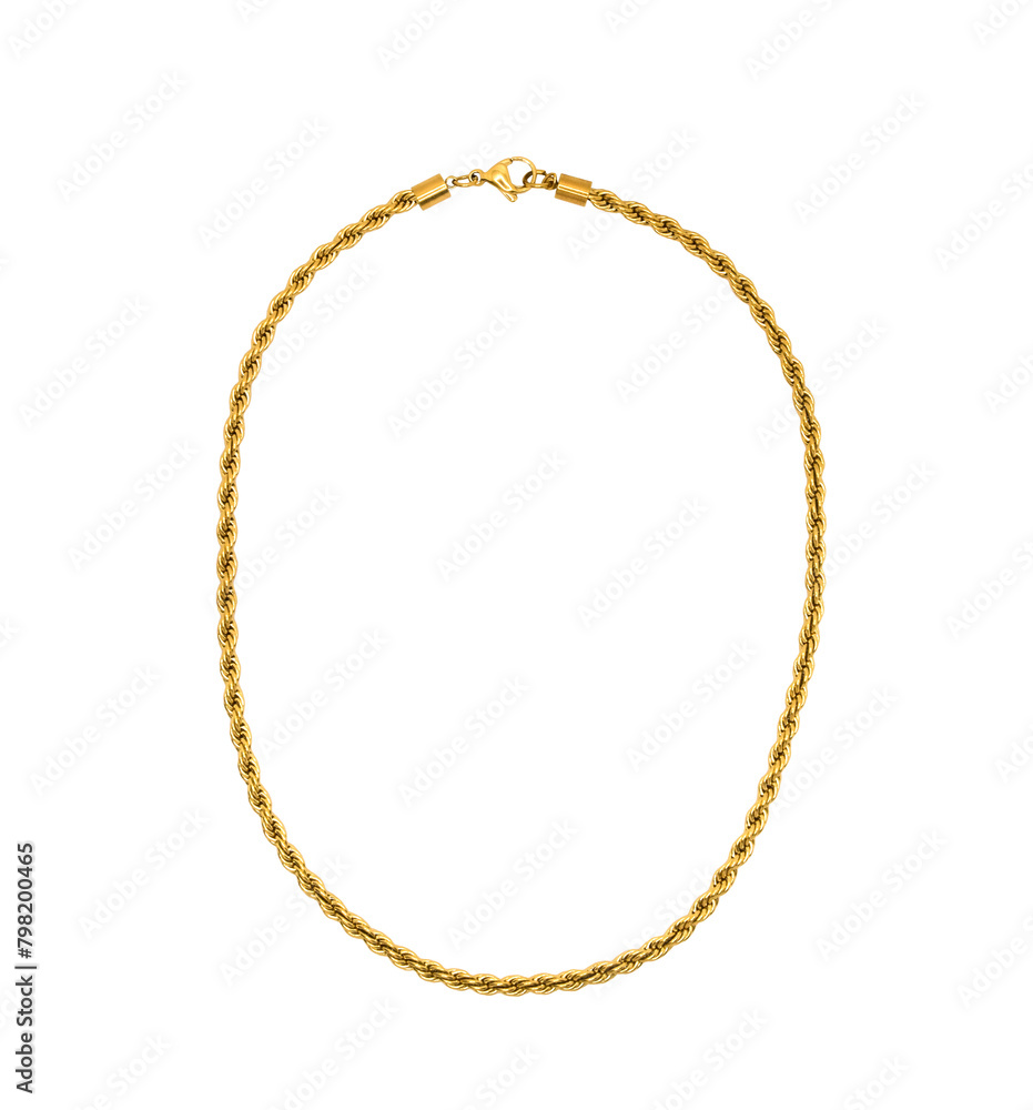 Gold link chain jewelry necklace isolated cutout on transparent Gold link chain jewelry necklace isolated cutout on transparent