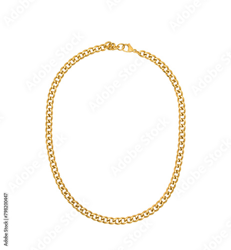 Tableau sur toile Classic gold chunky chain jewelry necklace isolated cutout on transparent
