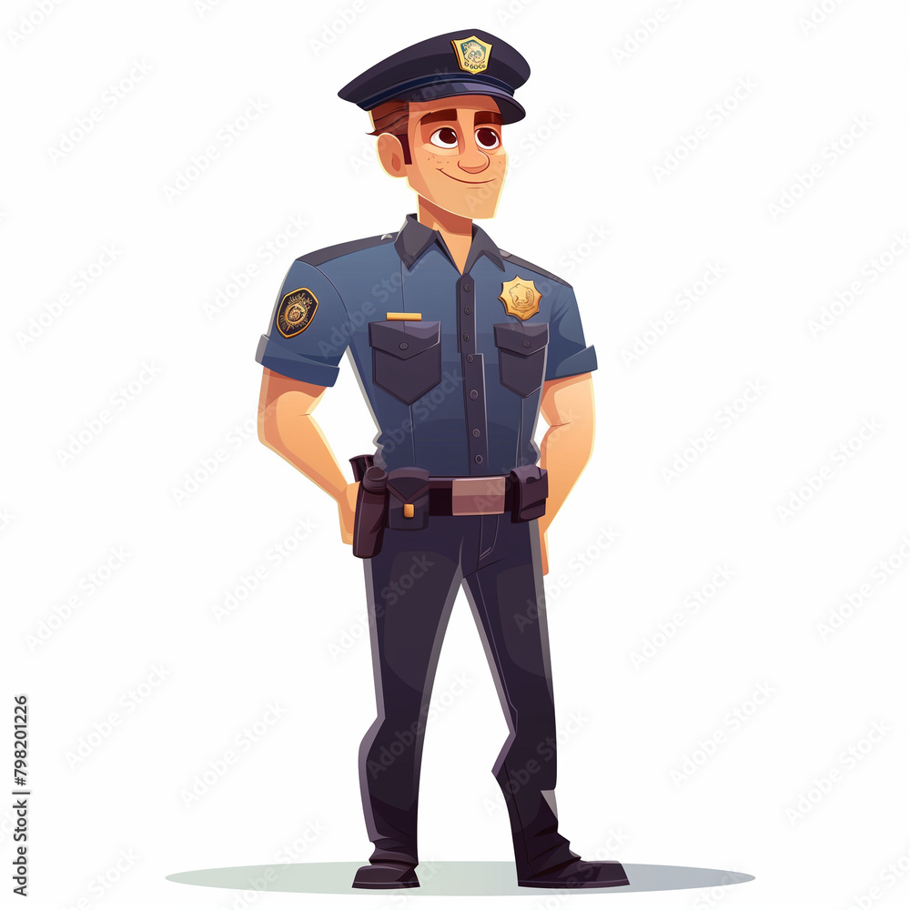 Police officer dressed in uniform. Policeman isolated on white background Police officer dressed in uniform. Policeman isolated on white background