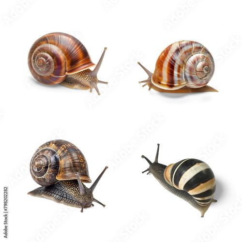 Various snails showcased against a transparent png background photo