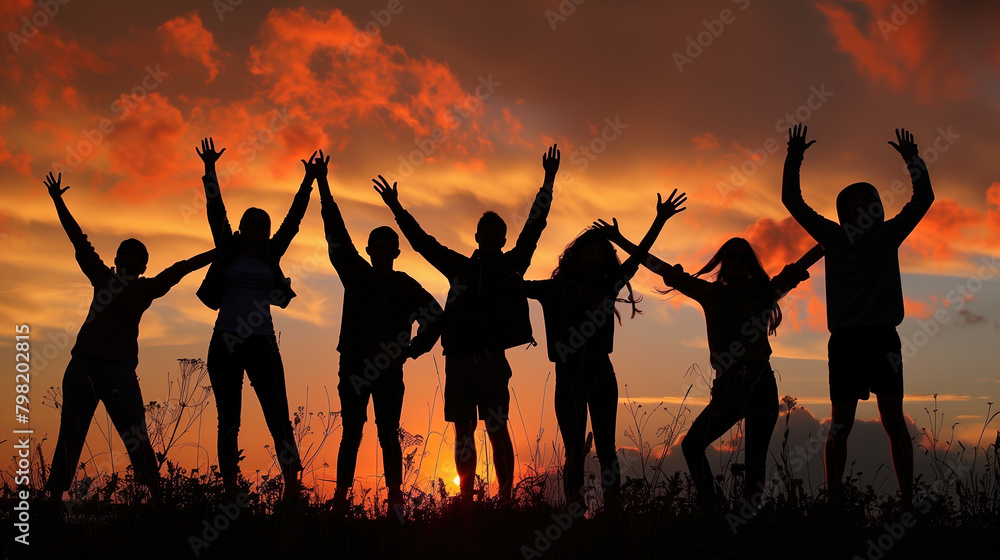 Silhouettes of people suggesting success Silhouettes of people suggesting success