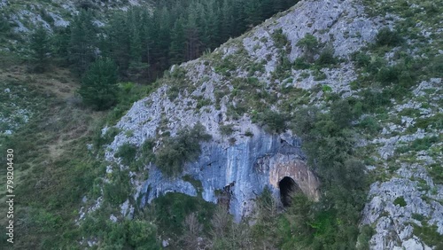 Baltzola Caves in the surroundings of the natural stone Arch of Jentilzubi in Dima in the Province of Bizkaia. Basque Country. Spain. Europe photo