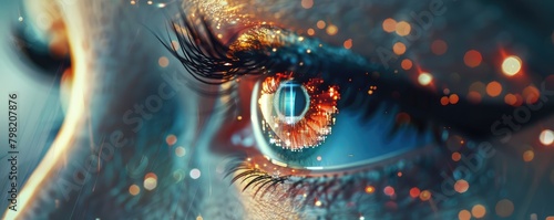 human eye with a futuristic digital enhancement overlay, hinting at advanced technology photo