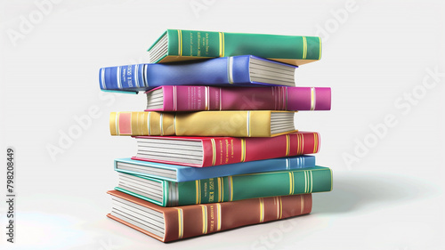 3d illustration of stack of books isolated on a white backdrop.