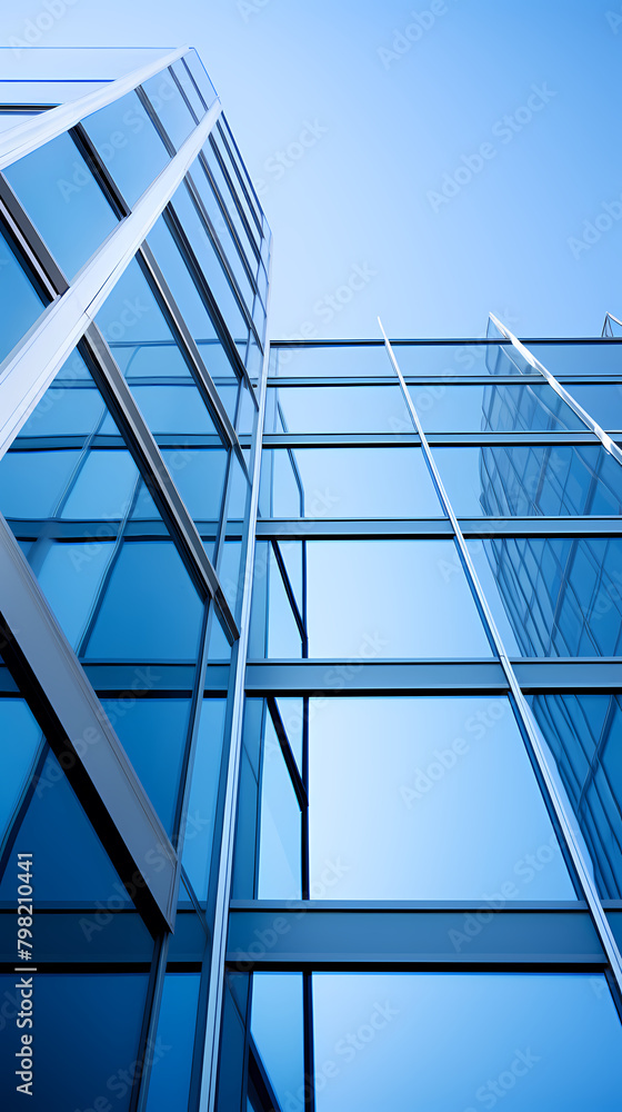 Obraz premium A modern skyscraper with blue glass windows