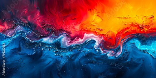 Vibrant fluid artwork: textural waves of color photo