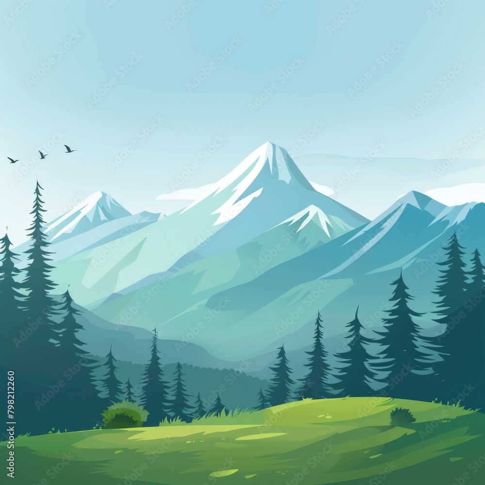 landscape in the mountains birds forest landscape in the mountains birds forest
