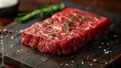 Fresh raw beef isolated on a wooden board