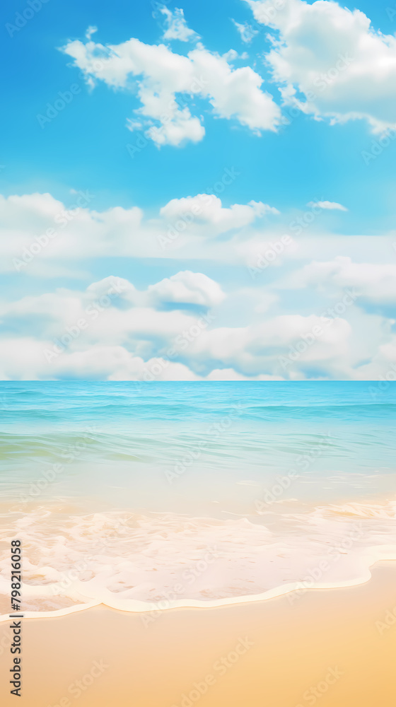 Fototapeta premium Beautiful summer background with sandy beach and waves