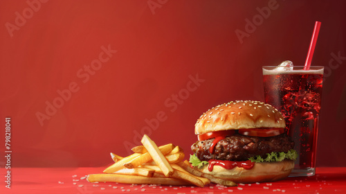 Hamburger with french fries and soda drink  © Julie