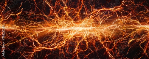 Bright energetic plasma and lightning fractals. banner