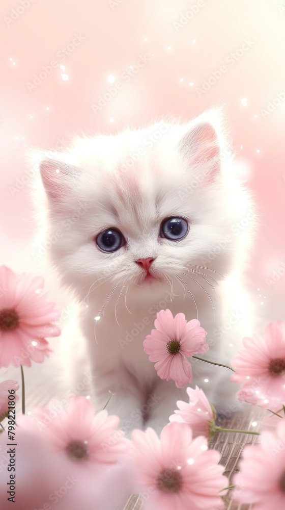 Cute cat flower animal mammal. Cute cat flower animal mammal.