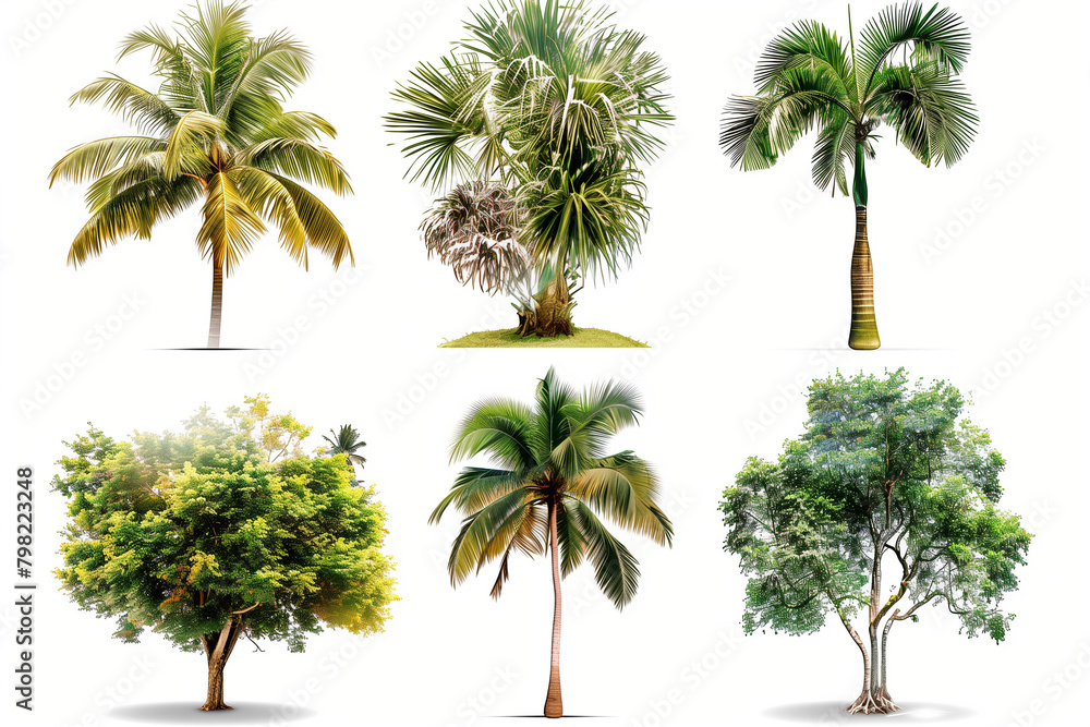 Fototapeta premium set tree tropical isolated on white background